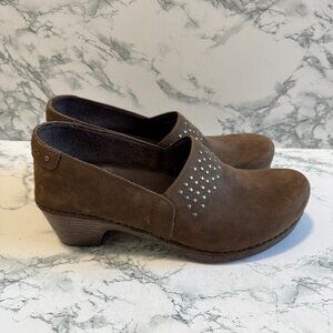 Dansko Women 38 US 7.5-8 Mavis Clog Studded Slip On Brown Leather Comfort Shoe